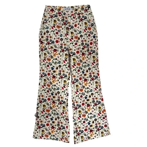 Rachel Antonoff Mike Pant Pressed Flowers Wide Leg High Rise Pants Size 4 - Picture 10 of 14